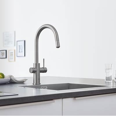 Single-Handle Pull Down Kitchen Faucet Single Spray 1.75 GPM With Chilled & Sparkling Water