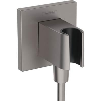 FixFit E Wall Outlet with Handshower Holder in Brushed Black Chrome by Hansgrohe