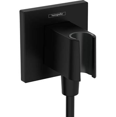 FixFit E Wall Outlet with Handshower Holder in Matte Black by Hansgrohe