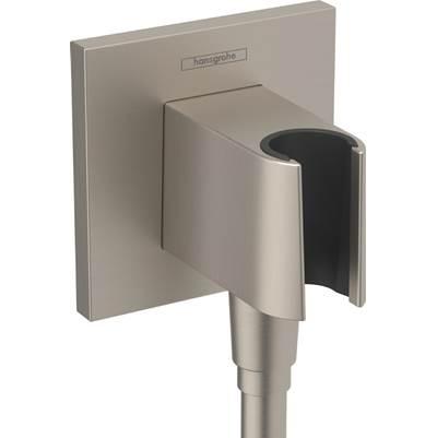 FixFit E Wall Outlet with Handshower Holder in Brushed Nickel by Hansgrohe