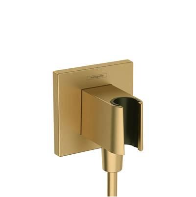 FixFit E Wall Outlet with Handshower Holder in Brushed Gold Optic by Hansgrohe