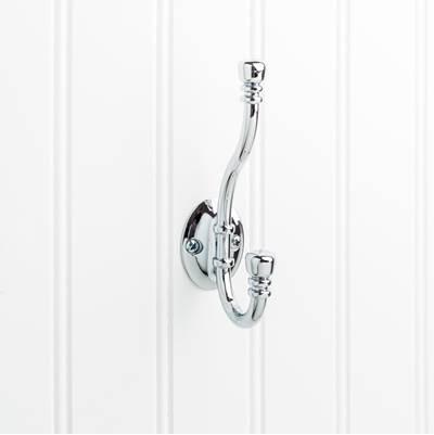 5-3/16'' Polished Chrome Ringed Contemporary Double Prong Wall Mounted Hook by Hardware Resources