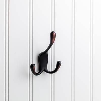 4'' Brushed Oil Rubbed Bronze Large Concealed Triple Prong Wall Mounted Hook by Hardware Resources