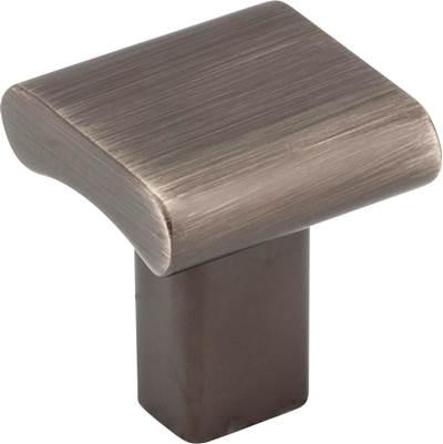 1'' Overall Length Brushed Pewter Square Park Cabinet Knob