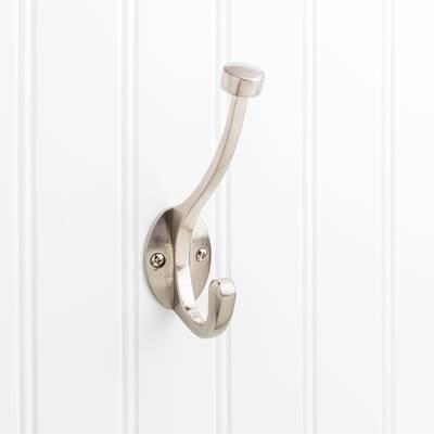 5-1/2'' Satin Nickel Pilltop Double Prong Wall Mounted Hook