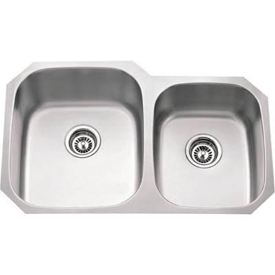 32'' L x 20-5/8'' W x 9'' D Undermount 18 Gauge Stainless Steel 60/40 Double Bowl Sink