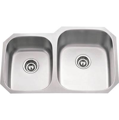 32'' L x 20-5/8'' W x 9'' D Undermount 18 Gauge Stainless Steel 40/60 Double Bowl Sink by Hardware Resources