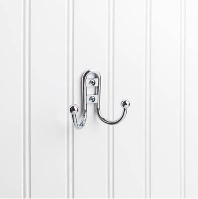 2-9/16'' Polished Chrome Classic Double Prong Ball End Wall Mounted Hook