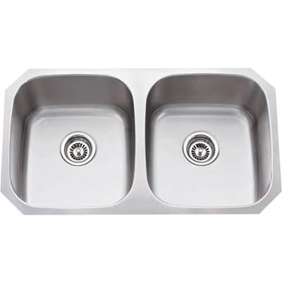 32-1/4'' L x 18-1/2'' W x 9'' D Undermount 18 Gauge Stainless Steel 50/50 Double Bowl Sink