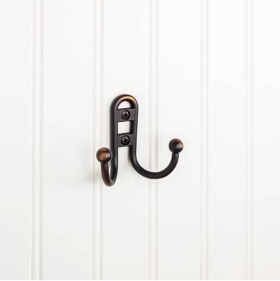 2-9/16'' Brushed Oil Rubbed Bronze Classic Double Prong Ball End Wall Mounted Hook by Hardware Resources