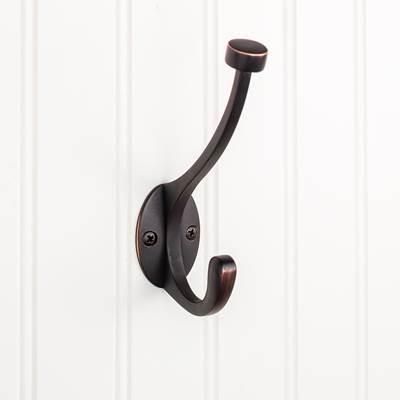 5-1/2'' Brushed Oil Rubbed Bronze Pilltop Double Prong Wall Mounted Hook by Hardware Resources