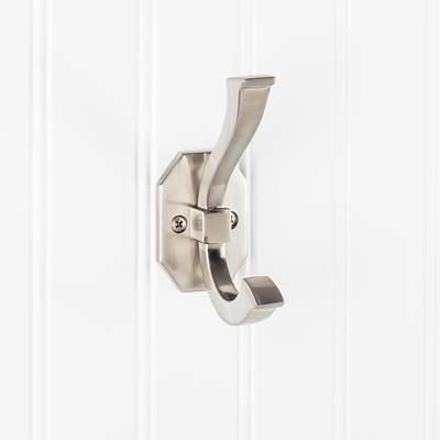4-5/16'' Satin Nickel Emerald Double Prong Wall Mounted Hook