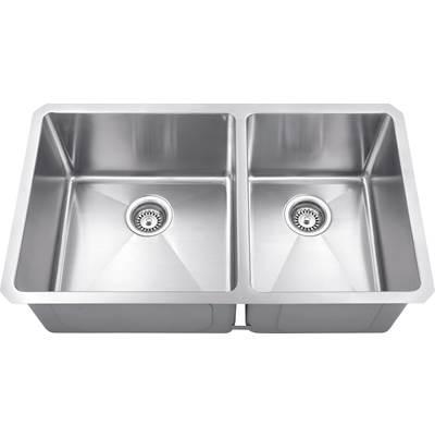 32'' L x 19'' W x 10'' D Undermount 16 Gauge Handmade Stainless Steel 60/40 Double Bowl Sink