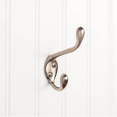 4-1/2'' Satin Nickel Large Transitional Double Prong Wall Mounted Hook by Hardware Resources