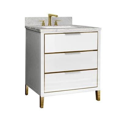 Icera Muse Vanity Cabinet 30-in, Ocean Grey with Satin Brass - Ocean Gray by Icera