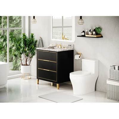 Icera Muse Vanity Cabinet 30-in, Matte Black with Satin Brass - Matter Black with Satin Brass by Icera