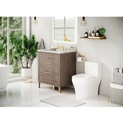 Muse Vanity Cabinet 30-in, Brushed Grey Oak with Satin Brass by Icera