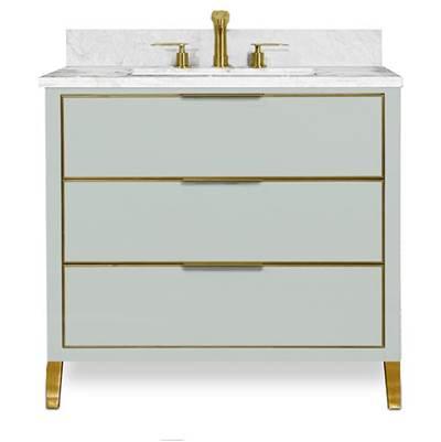 Muse Vanity Cabinet 36-in, Ocean Grey with Satin Brass by Icera