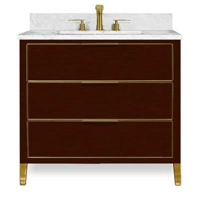 Muse Vanity Cabinet 36-in, Walnut Brown with Satin Brass by Icera