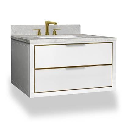 Muse Wallhung Vanity 36-in, Ocean Grey with Satin Brass