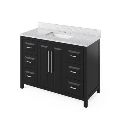 48'' Black Cade Vanity, White Carrara Marble Vanity Top, undermount rectangle bowl by Jeffrey Alexander