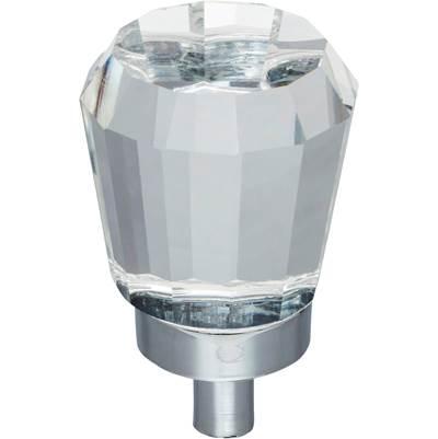 1'' Overall Length Polished Chrome Faceted Glass Harlow Cabinet Knob by Jeffrey Alexander