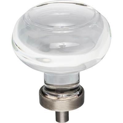 1-3/4'' Diameter Brushed Pewter Button Glass Harlow Cabinet Knob
