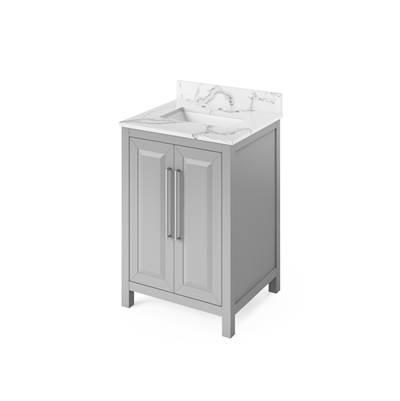 24'' Grey Cade Vanity, Calacatta Vienna Quartz Vanity Top, undermount rectangle bowl