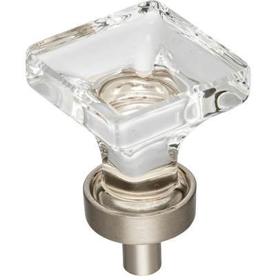 1'' Overall Length Satin Nickel Square Glass Harlow Cabinet Knob by Jeffrey Alexander