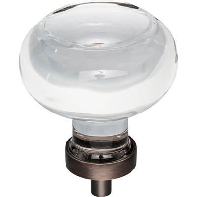 1-3/4'' Diameter Brushed Oil Rubbed Bronze Button Glass Harlow Cabinet Knob by Jeffrey Alexander