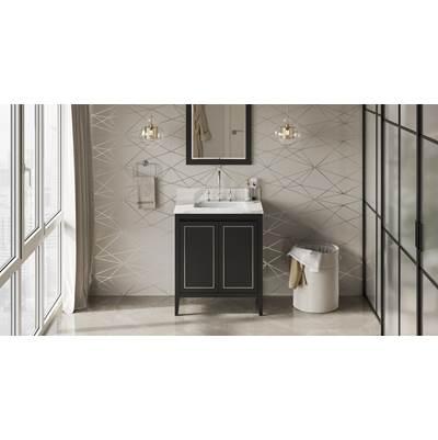 30'' Black Percival Vanity, Calacatta Vienna Quartz Vanity Top, Undermount Rectangle Bowl