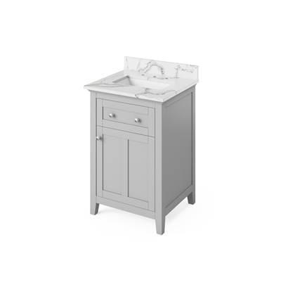 24'' Grey Chatham Vanity, Calacatta Vienna Quartz Vanity Top, undermount rectangle bowl