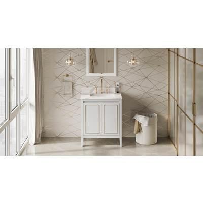 30'' White Percival Vanity, Calacatta Vienna Quartz Vanity Top, Undermount Rectangle Bowl