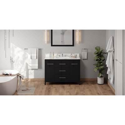 48'' Black Katara Vanity, Calacatta Vienna Quartz Vanity Top, Undermount Rectangle Bowl