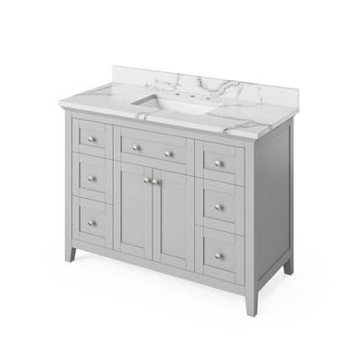 48'' Grey Chatham Vanity, Calacatta Vienna Quartz Vanity Top, undermount rectangle bowl by Jeffrey Alexander