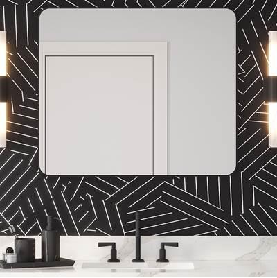 22'' W x 1'' D x 30'' H Satin Bronze Rounded Rectangle Metal Frame Mirror by Jeffrey Alexander