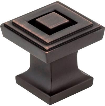 1'' Overall Length Brushed Oil Rubbed Bronze Square Delmar Cabinet Knob by Jeffrey Alexander