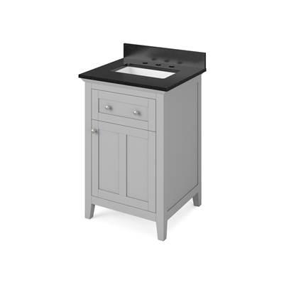 24'' Grey Chatham Vanity, Black Granite Vanity Top, undermount rectangle bowl