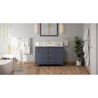 48'' Blue Steel Katara Vanity, Calacatta Vienna Quartz Vanity Top, Undermount Rectangle Bowl by Jeffrey Alexander