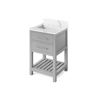 24'' Grey Wavecrest Vanity, Calacatta Vienna Quartz Vanity Top, undermount rectangle bowl