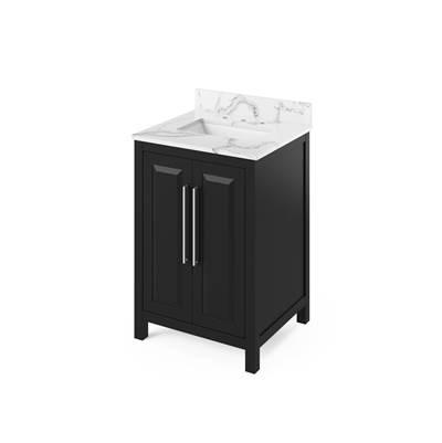 24'' Black Cade Vanity, Calacatta Vienna Quartz Vanity Top, undermount rectangle bowl