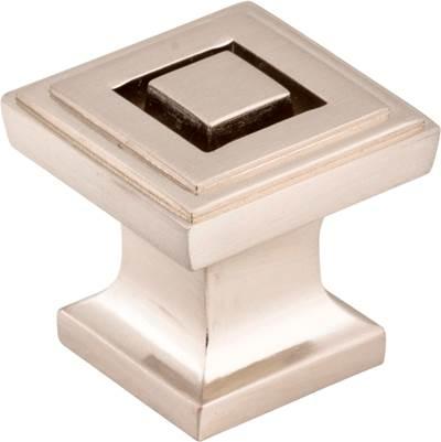 1'' Overall Length Satin Nickel Square Delmar Cabinet Knob by Jeffrey Alexander