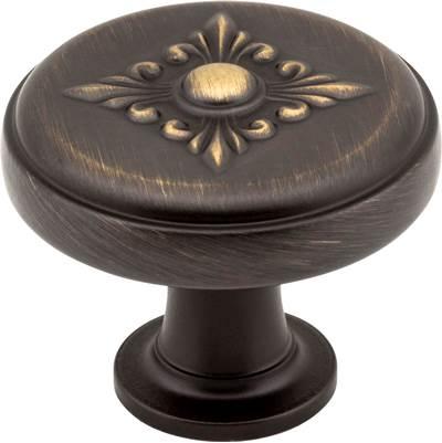 1-3/8'' Diameter Antique Brushed Satin Brass Baroque Lafayette Cabinet Knob by Jeffrey Alexander