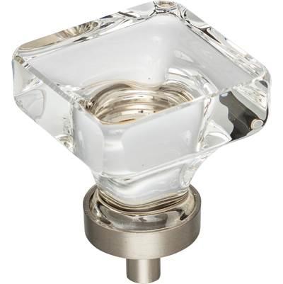 1-3/8'' Overall Length Satin Nickel Square Glass Harlow Cabinet Knob by Jeffrey Alexander