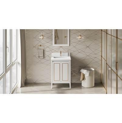 24'' White Percival Vanity, White Quartz Vanity Top, Undermount Rectangle Bowl by Jeffrey Alexander