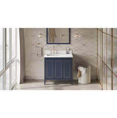 36'' Hale Blue Percival Vanity, Left Offset, White Quartz Vanity Top, Undermount Rectangle Bowl by Jeffrey Alexander