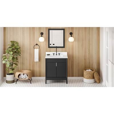 30'' Black Theodora Vanity, White Quartz Vanity Top, Undermount Rectangle Bowl