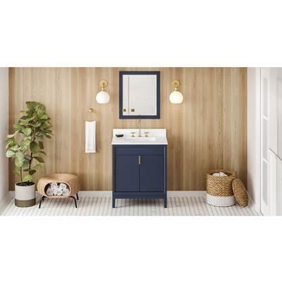 30'' Hale Blue Theodora Vanity, White Quartz Vanity Top, Undermount Rectangle Bowl by Jeffrey Alexander