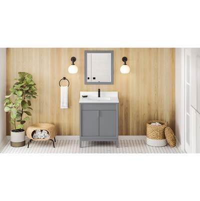 30'' Grey Theodora Vanity, White Quartz Vanity Top, Undermount Rectangle Bowl