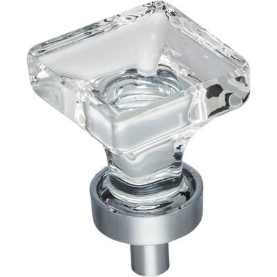 1'' Overall Length Polished Chrome Square Glass Harlow Cabinet Knob by Jeffrey Alexander